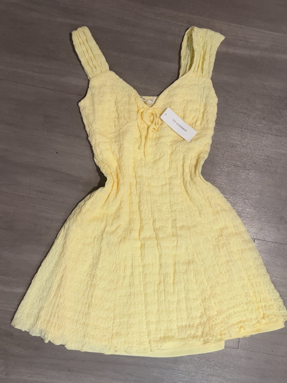 Yellow Textured A-Line Summer Dress - Picture 3 of 5